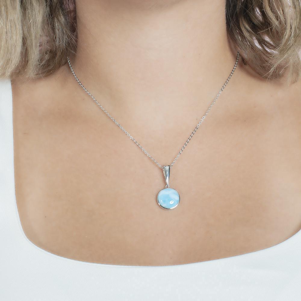 Larimar Circle Pendant- Sparkle & Jade-SparkleAndJade.com 