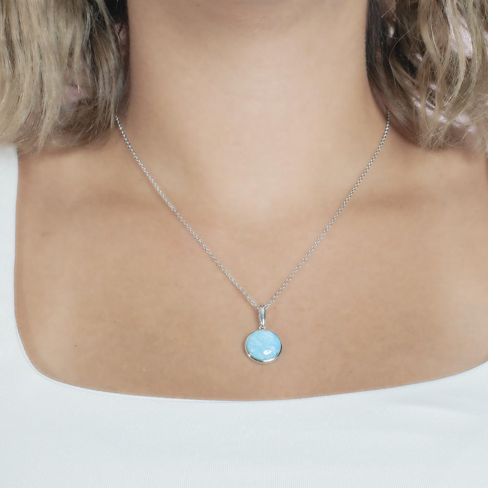 Larimar Circle Pendant- Sparkle & Jade-SparkleAndJade.com 