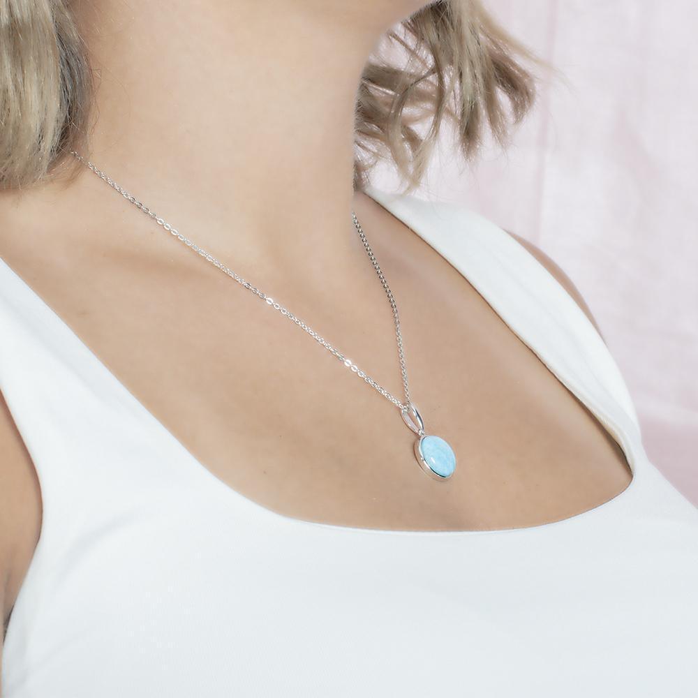 Larimar Circle Pendant- Sparkle & Jade-SparkleAndJade.com 