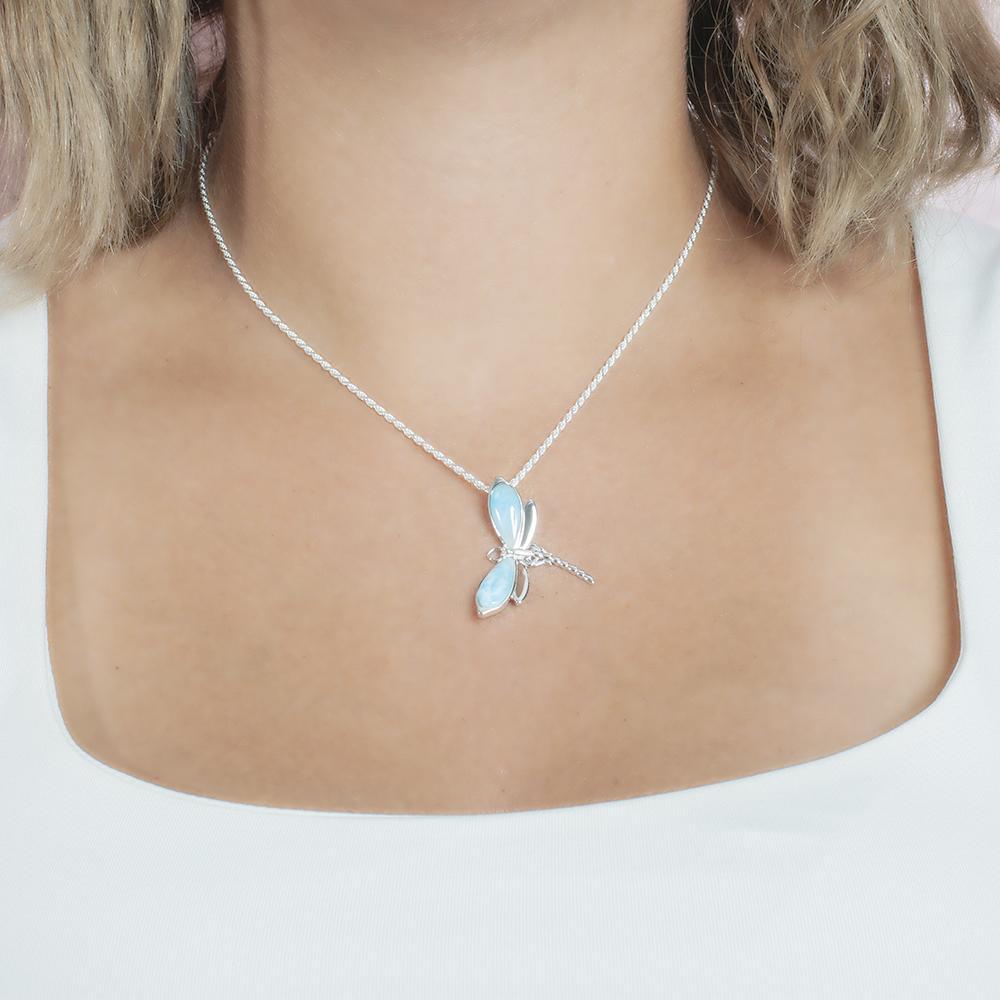 Larimar Dragonfly Pendant- Sparkle & Jade-SparkleAndJade.com 623-81-01