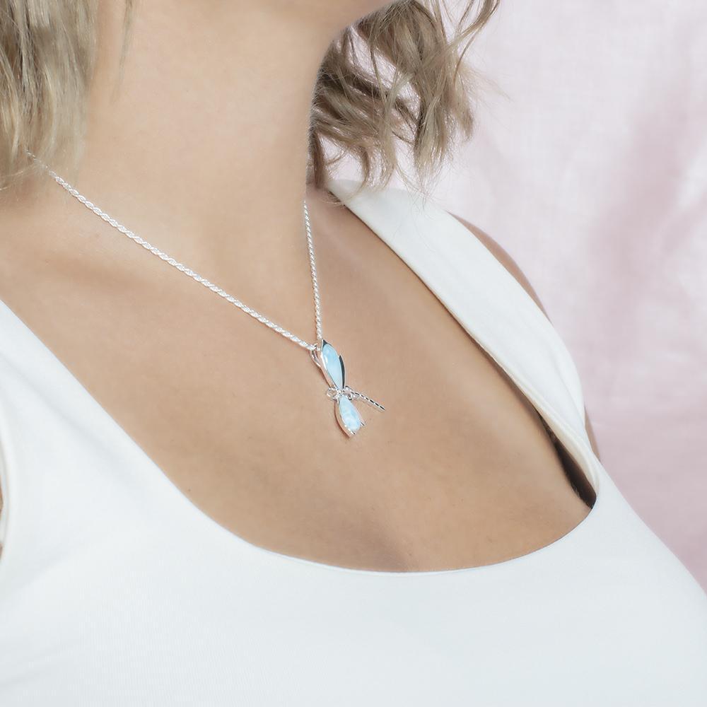 Larimar Dragonfly Pendant- Sparkle & Jade-SparkleAndJade.com 623-81-01