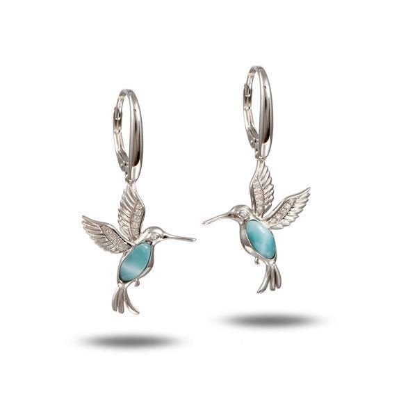 Larimar Flying Hummingbird Leverback Earrings by Alamea- Sparkle & Jade-SparkleAndJade.com 886-82-01