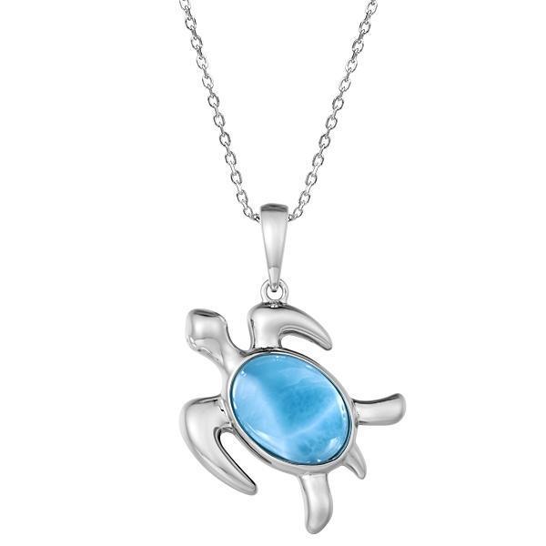 Larimar Hanalei Honu Turtle Pendant- Sparkle & Jade-SparkleAndJade.com 332-81-01