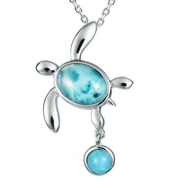 Larimar Hanauma Bay Honu Turtle Pendant- Sparkle & Jade-SparkleAndJade.com 386-81-11