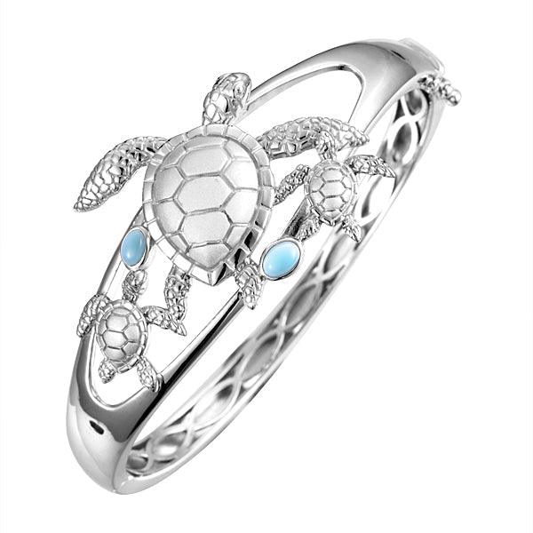 Larimar Honu Turtle Ohana Bangle Bracelet- Sparkle & Jade-SparkleAndJade.com 701-84-02