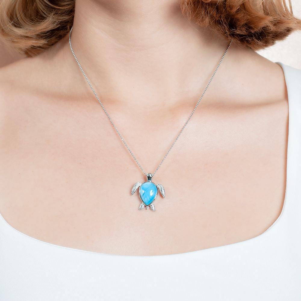 Larimar Lanikai Honu Turtle Pendant- Sparkle & Jade-SparkleAndJade.com 574-81-01