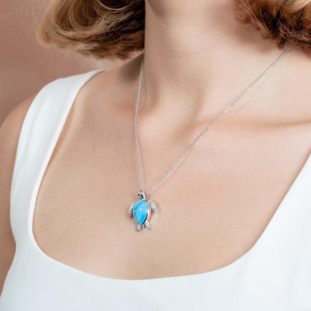 Larimar Lanikai Honu Turtle Pendant- Sparkle & Jade-SparkleAndJade.com 574-81-01