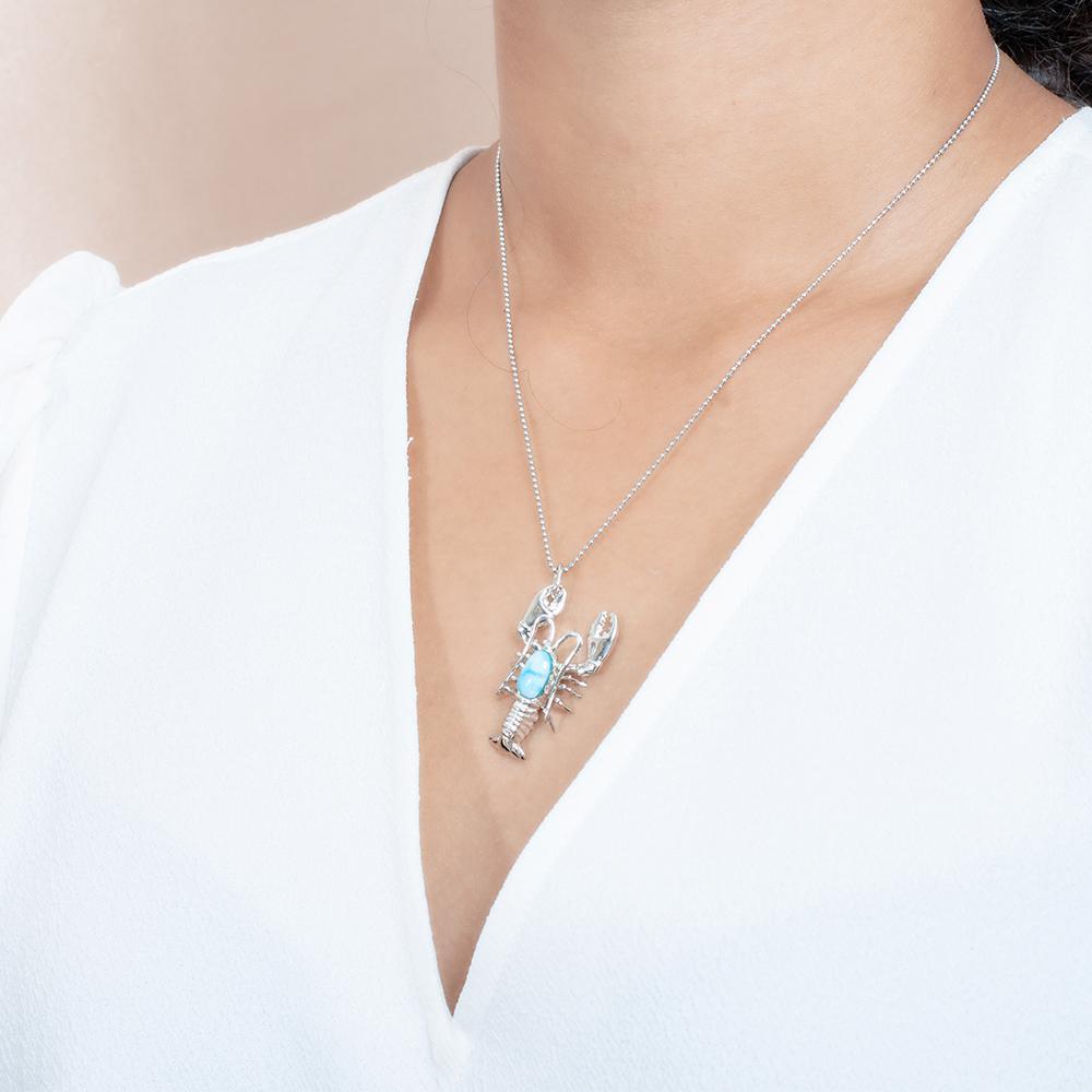 Larimar Lobster Pendant- Sparkle & Jade-SparkleAndJade.com 817-81-01