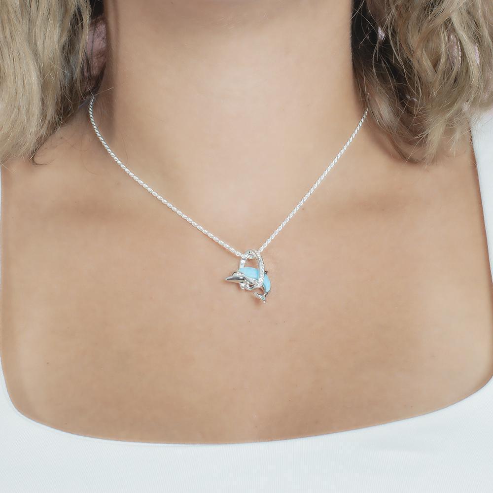 Larimar Nai'a Spirit Dolphin Pendant- Sparkle & Jade-SparkleAndJade.com 883-81-01