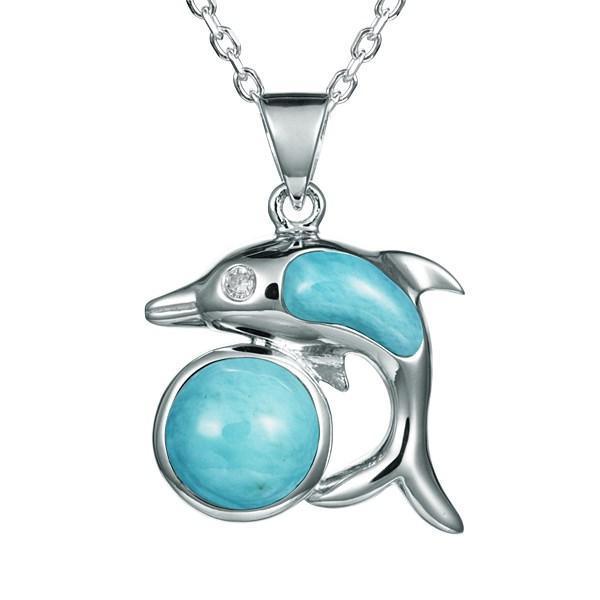 Larimar Nani Kai Dolphin Pendant- Sparkle & Jade-SparkleAndJade.com 324-81-01