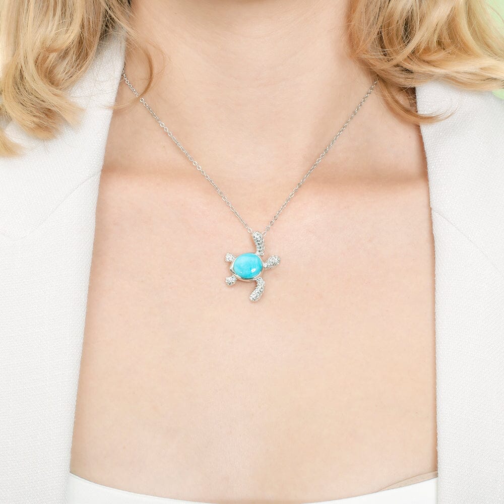 Larimar Nihoa Honu Turtle Pendant- Sparkle & Jade-SparkleAndJade.com 337-81-01