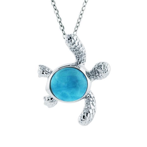 Larimar Nihoa Honu Turtle Pendant- Sparkle & Jade-SparkleAndJade.com 337-81-01