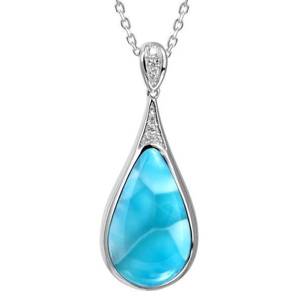 Larimar Nouveau Icy Teardrop Pendant- Sparkle & Jade-SparkleAndJade.com 759-81-01