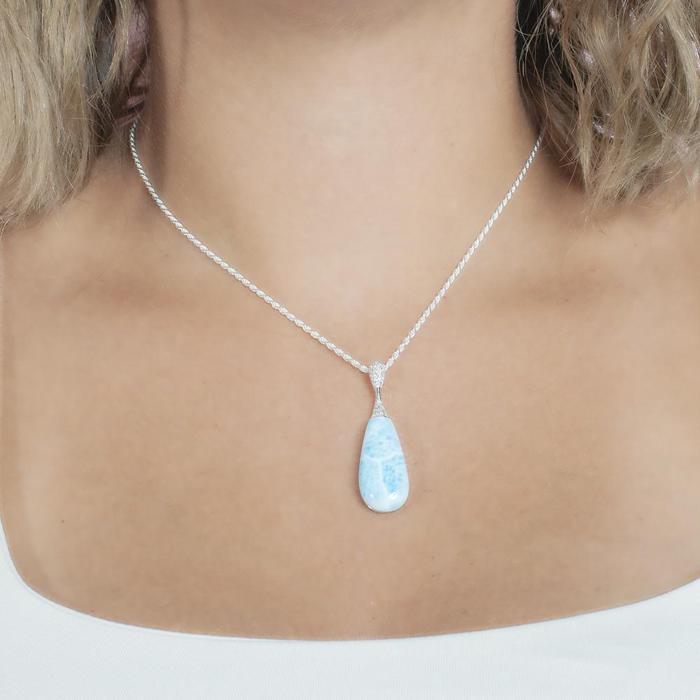 Larimar Nouveau Teardrop Pendant- Sparkle & Jade-SparkleAndJade.com 650-81-01