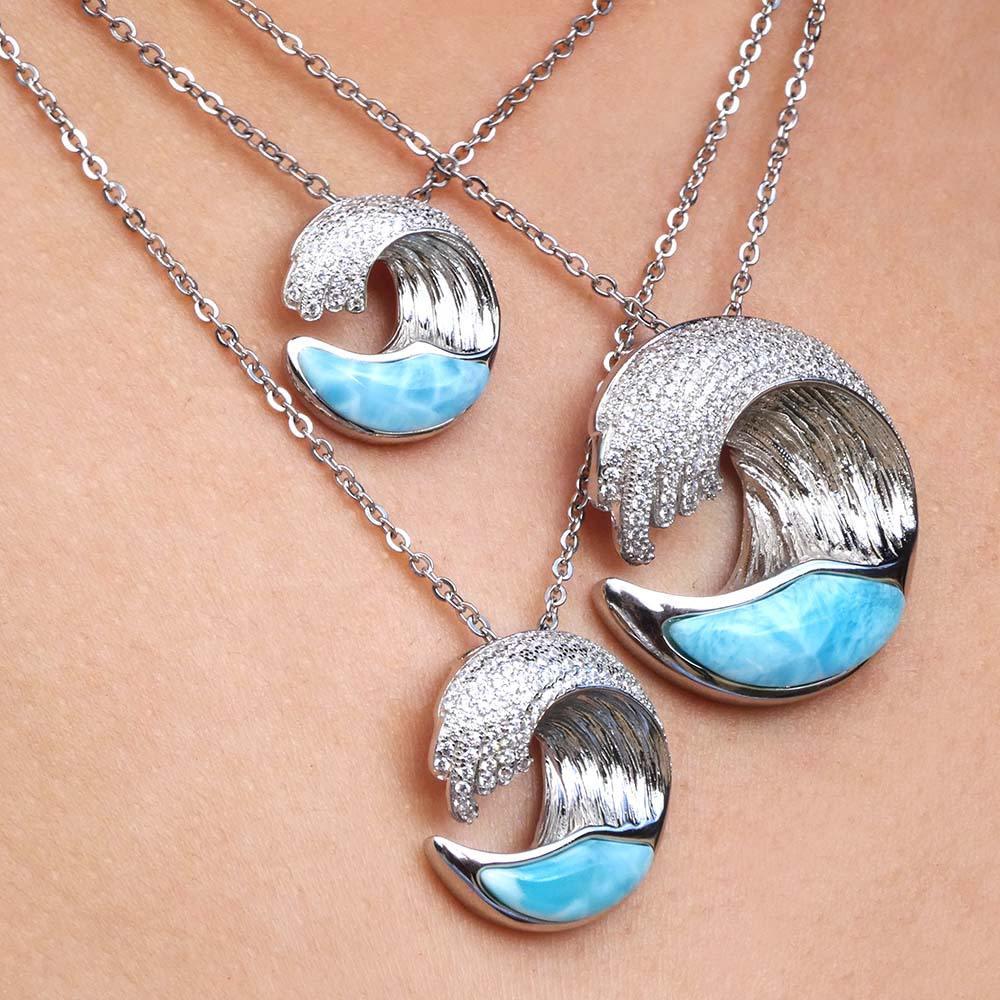 Larimar Ocean Wave Pendant by Alamea- Sparkle & Jade-SparkleAndJade.com 
