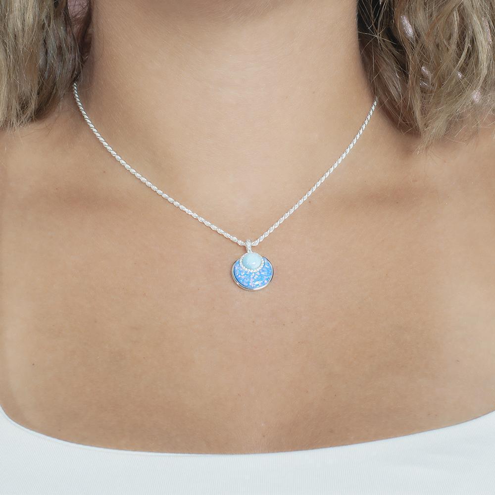 Sterling Silver Larimar & Opal Radiant Glow Pendant- Sparkle & Jade-SparkleAndJade.com 744-81-01