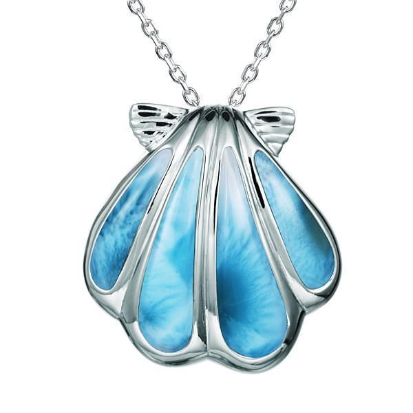 Larimar Oyster Shell Pendant- Sparkle & Jade-SparkleAndJade.com 045-81-01