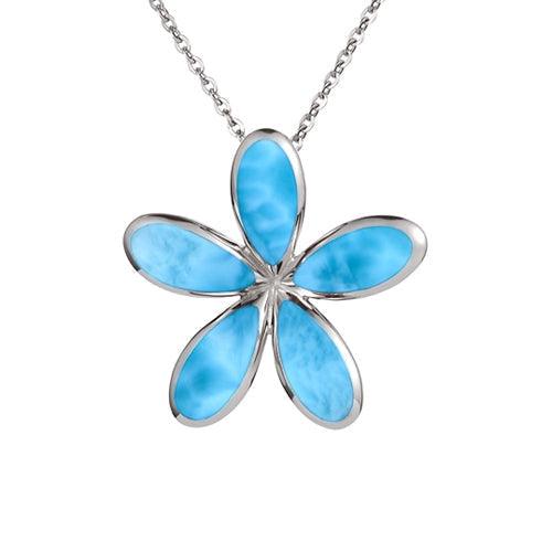 Larimar Pikake Flower Pendant- Sparkle & Jade-SparkleAndJade.com 