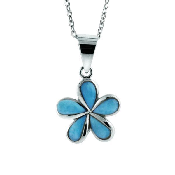 Larimar Plumeria Flower Pendant- Sparkle & Jade-SparkleAndJade.com 323-81-01