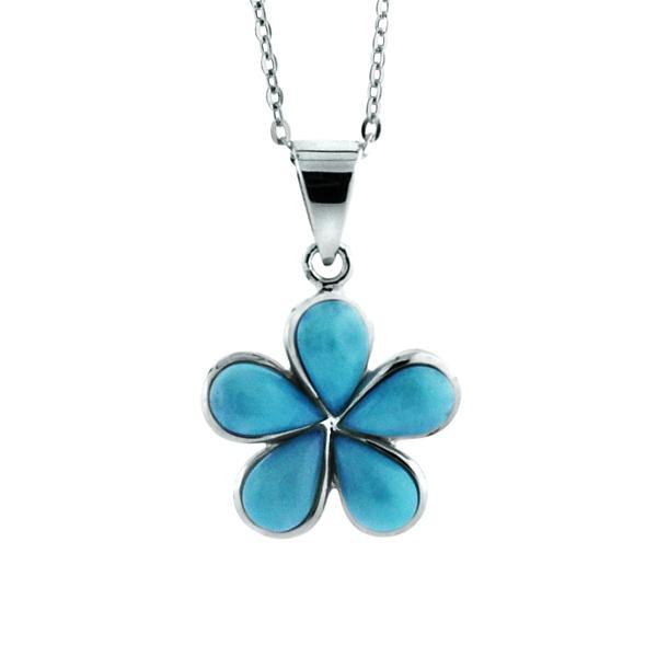 Larimar Plumeria Flower Pendant- Sparkle & Jade-SparkleAndJade.com 323-81-02