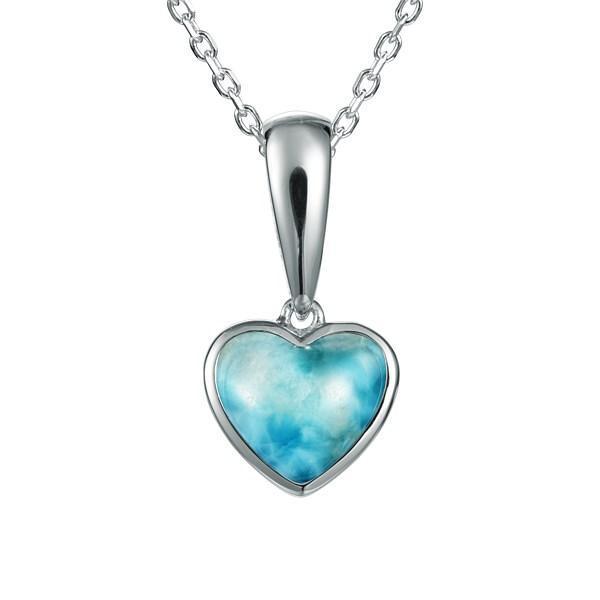 Larimar Pu'uwai Heart Pendant- Sparkle & Jade-SparkleAndJade.com 