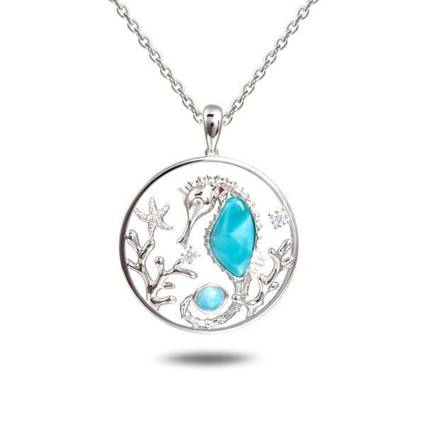 Larimar Seahorse Eternity Pendant- Sparkle & Jade-SparkleAndJade.com 891-81-01