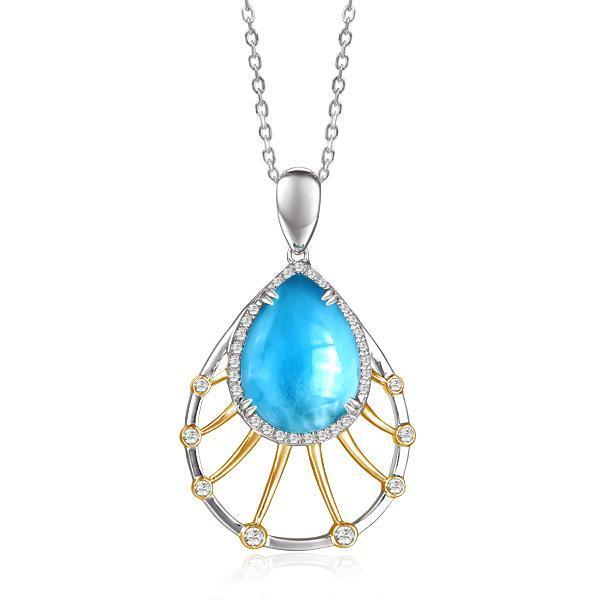 Larimar Solar Sun Rays Pendant- Sparkle & Jade-SparkleAndJade.com 753-81-01