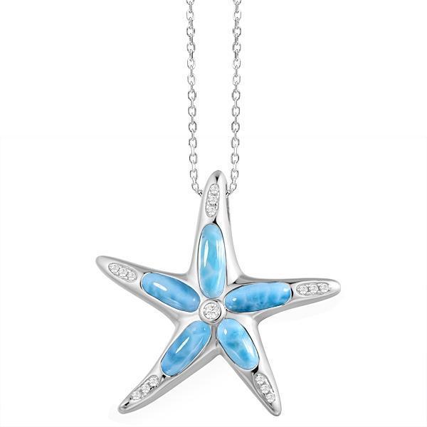 Larimar Stardust Sea Star Fish Pendant- Sparkle & Jade-SparkleAndJade.com 576-81-01