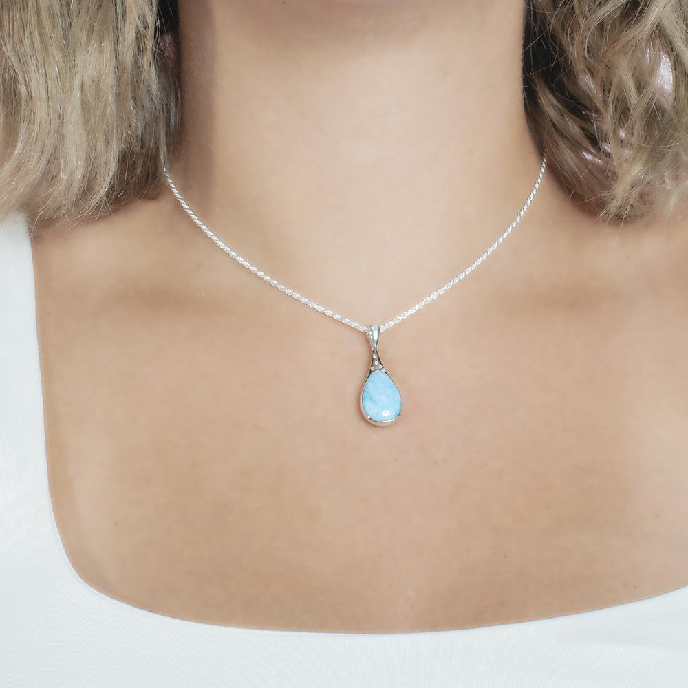 Larimar Starry Sky Teardrop Pendant- Sparkle & Jade-SparkleAndJade.com 766-81-01