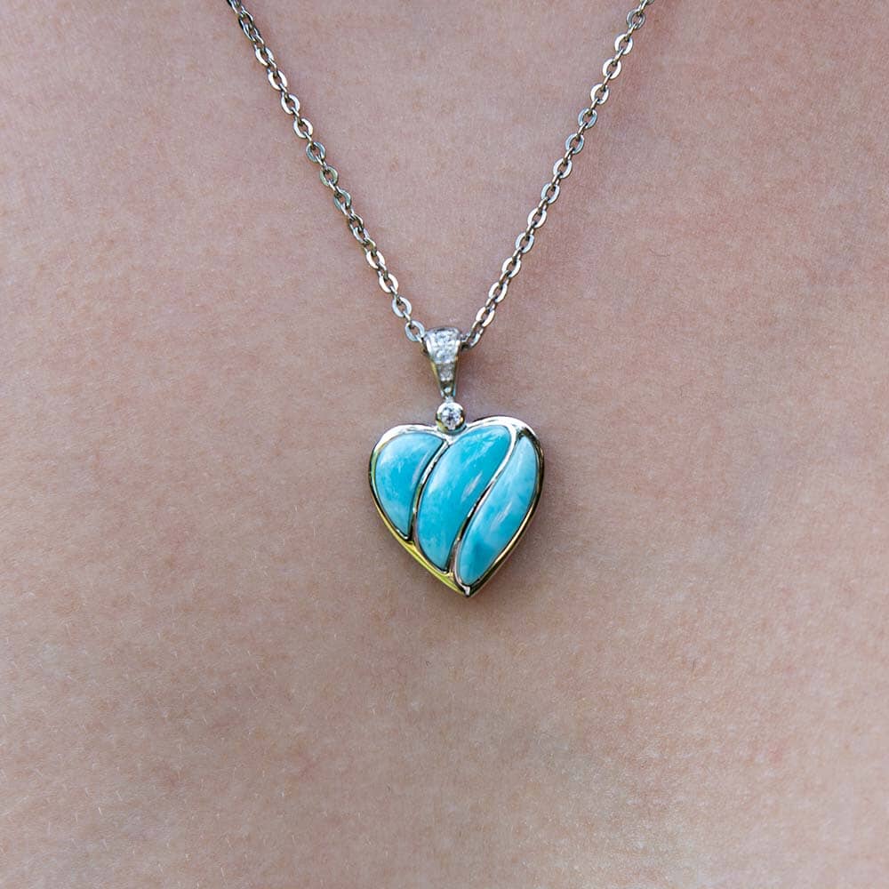 Larimar Striped Heart Pendant- Sparkle & Jade-SparkleAndJade.com 303-81-01