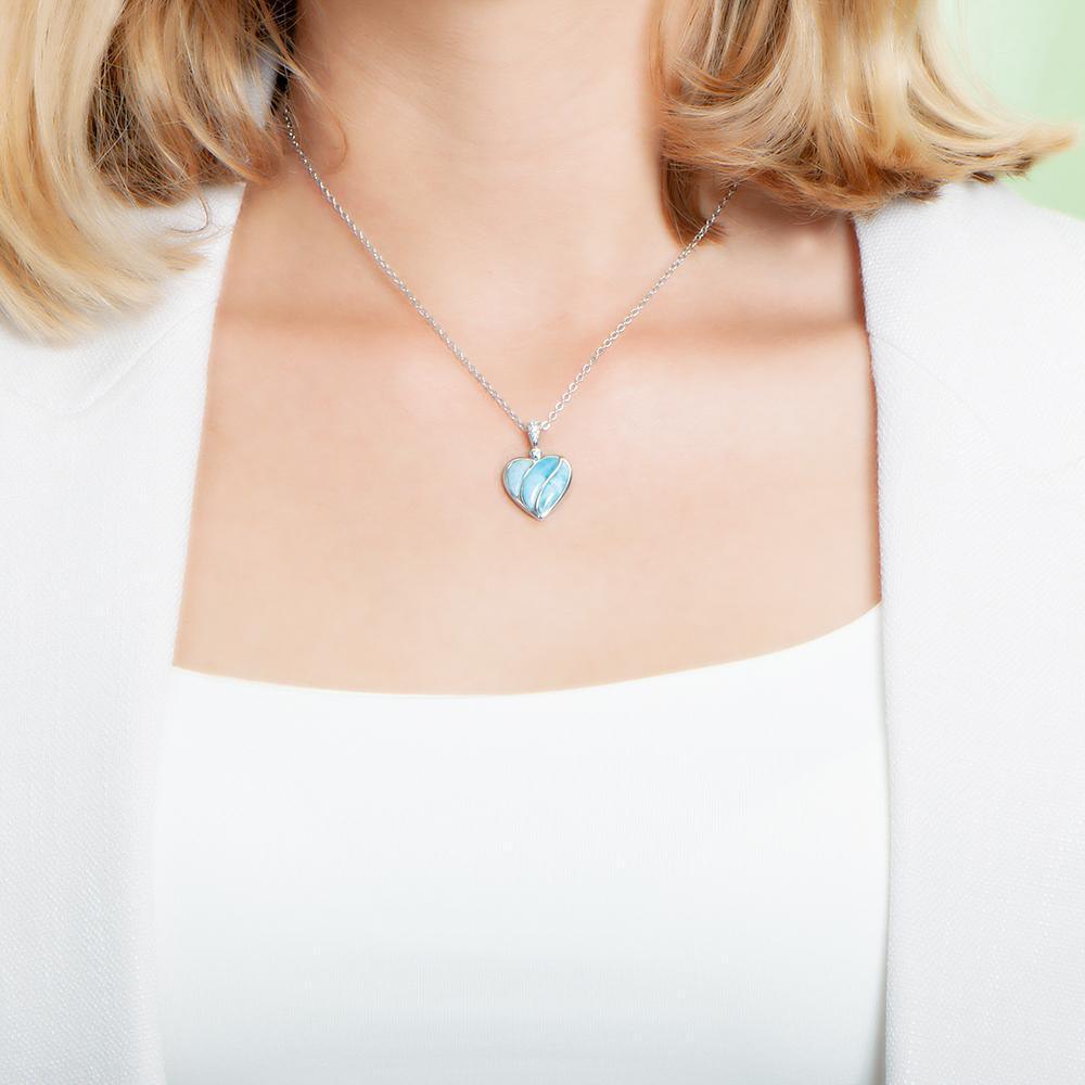 Larimar Striped Heart Pendant- Sparkle & Jade-SparkleAndJade.com 303-81-01