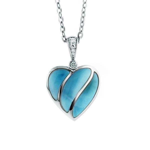 Larimar Striped Heart Pendant- Sparkle & Jade-SparkleAndJade.com 303-81-01