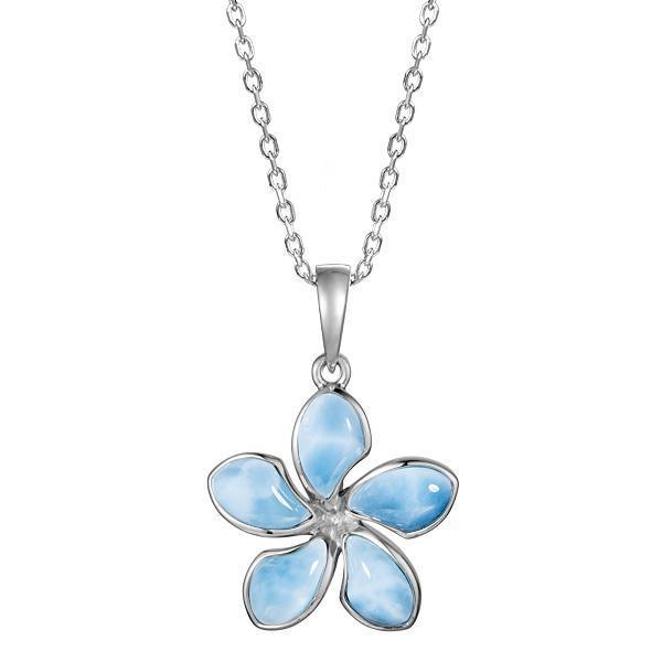 Larimar Sunrise Plumeria Pendant- Sparkle & Jade-SparkleAndJade.com 083-81-01