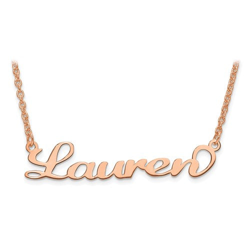 Personalized Laser Cut Name Necklace Sterling Silver or 14k Gold