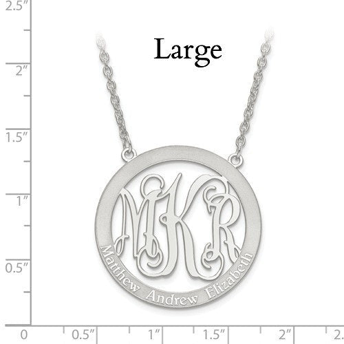 Laser Engraved Family Monogram Round Pendant Necklace- Sparkle & Jade-SparkleAndJade.com 