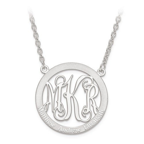 Laser Engraved Family Monogram Round Pendant Necklace- Sparkle & Jade-SparkleAndJade.com XNA569SS