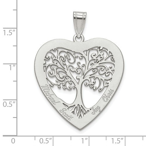 Laser Engraved Name Family Tree Heart Pendant- Sparkle & Jade-SparkleAndJade.com 