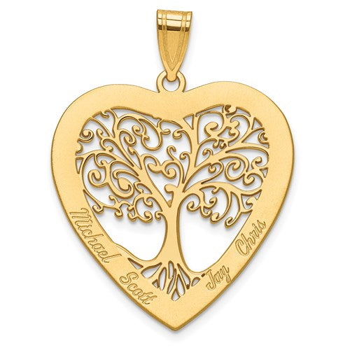 Laser Engraved Name Family Tree Heart Pendant- Sparkle & Jade-SparkleAndJade.com XNA668SS