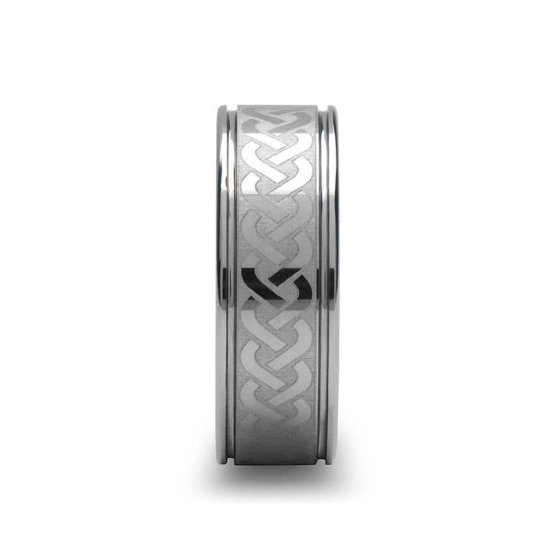 Laser Engraved Tungsten Ring with Celtic Knot - 6mm 8mm or 10mm - Pallas- Sparkle & Jade-SparkleAndJade.com 
