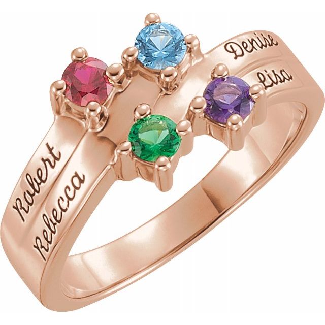 Layered Engraved Name Mother's Family Birthstone Ring- Sparkle & Jade-SparkleAndJade.com 71092