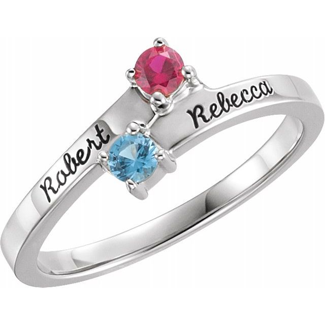 Personalized Mother's Family Birthstone Ring Top Engraved Names