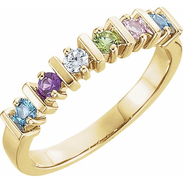 Lined Prong Set Family Mother's 2.5mm Round Birthstone Ring- Sparkle & Jade-SparkleAndJade.com 10910:307213:P