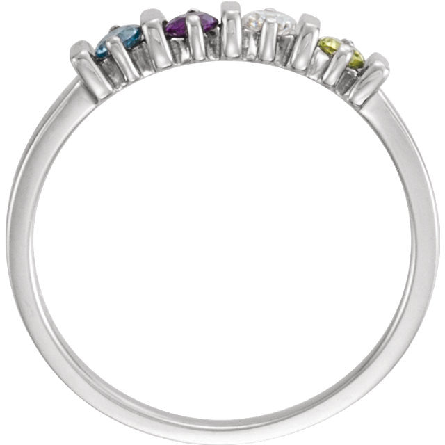 Lined Prong Set Family Mother's 2.5mm Round Birthstone Ring- Sparkle & Jade-SparkleAndJade.com 