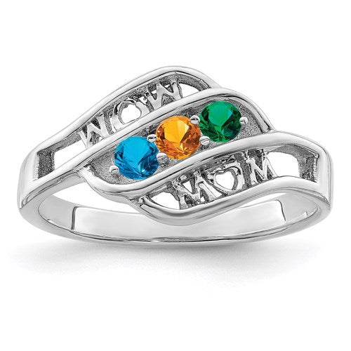 Mom Heart Mother's Family Birthstone Ring- Sparkle & Jade-SparkleAndJade.com XMR66/3SSM