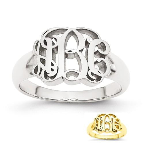 Silver N Style | MONORG1 - Personalized Monogram Ring in Solid Gold |  Custom Fine Jewelry | Initial Script Ring | Fine Jewelry & More
