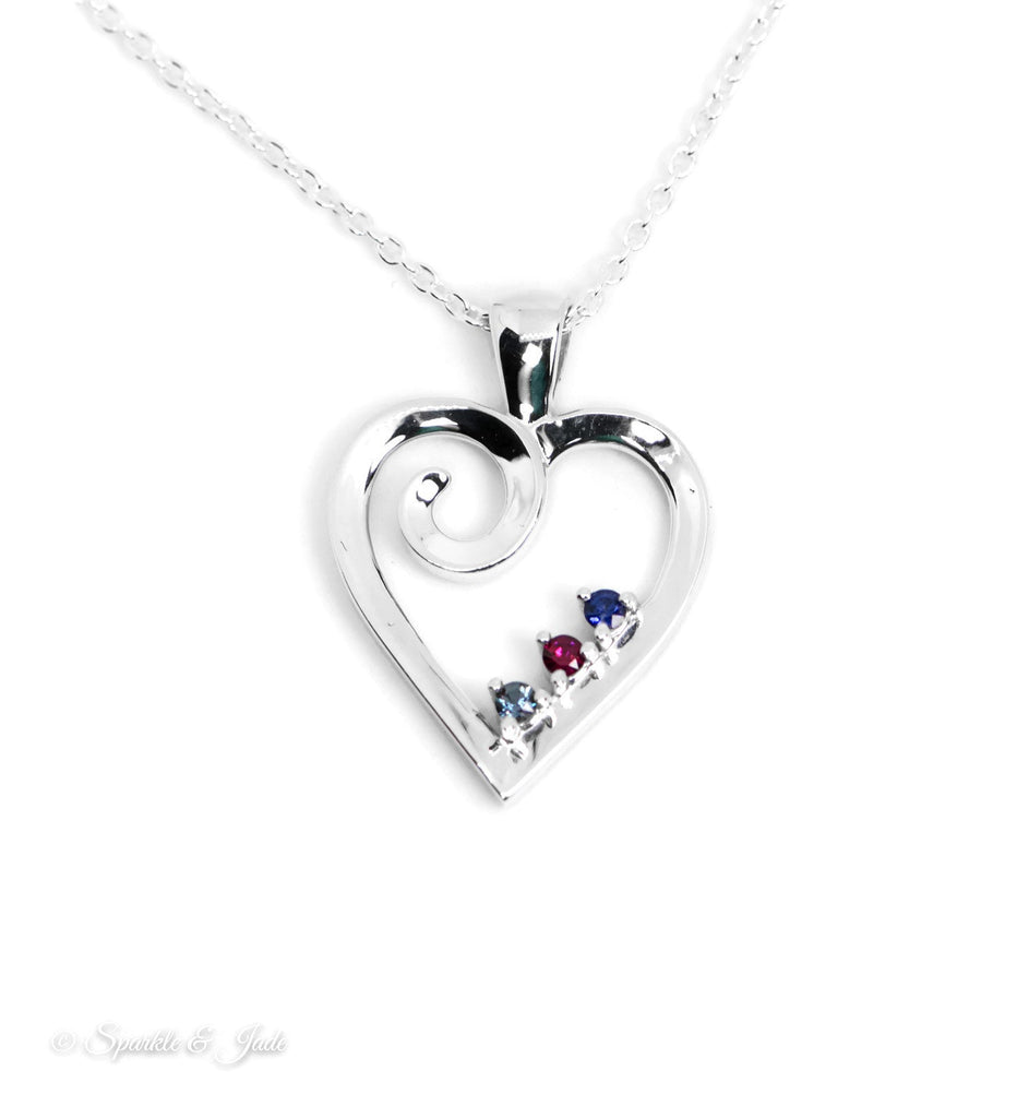 Mother's Family Birthstone Heart Pendant or Necklace- Sparkle & Jade-SparkleAndJade.com 