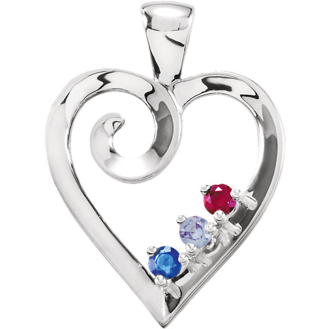Mother's Family Birthstone Heart Pendant or Necklace- Sparkle & Jade-SparkleAndJade.com 81378