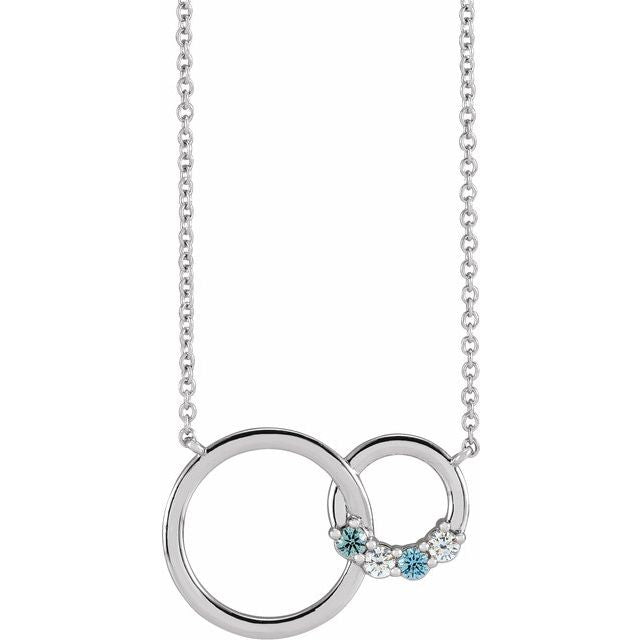 Mother's Family Birthstone Interlocking Double Circle Necklace- Sparkle & Jade-SparkleAndJade.com 87476