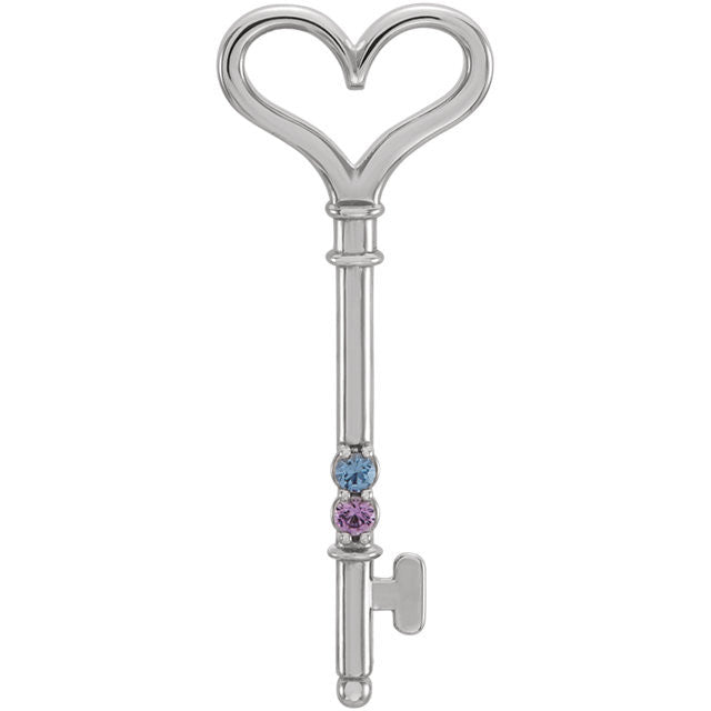 Mother's Family Birthstone Key Pendant or Necklace- Sparkle & Jade-SparkleAndJade.com 86249
