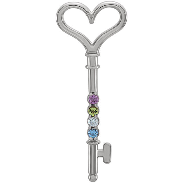 Mother's Family Birthstone Key Pendant or Necklace- Sparkle & Jade-SparkleAndJade.com 86249